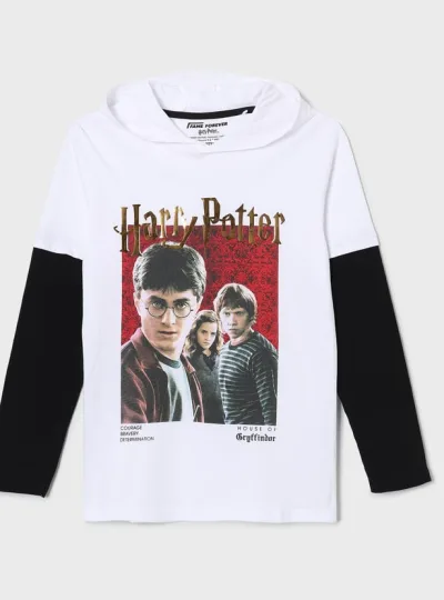FAME FOREVER Boys Harry Potter Print Hooded T-shirt